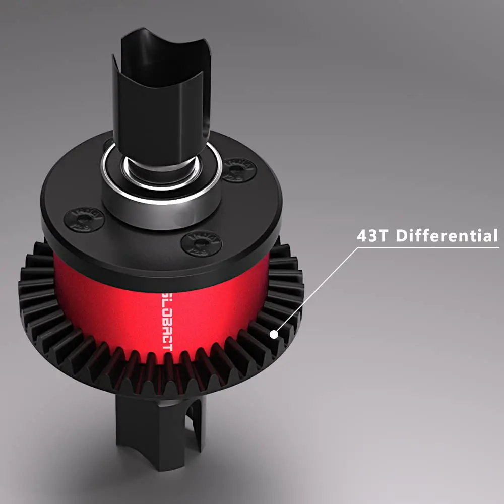 Différentiel actif GLOBACT 43T acier monté sur châssis Arrma 1/8 6S