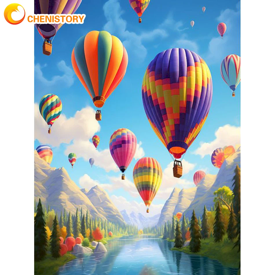 

CHENISTORY Diamond Painting Hot Air Balloon Diamond Embroidery Sale Full Round Drill Mosaic Landscape Cross Stitch Diy Home Deco