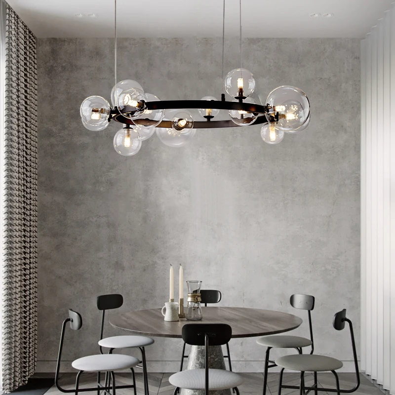 Nordic Designer Bubble Ball Dining Table Chandelier for Restaurant Living Room Bar Creative Personality Glass Lighting Fixtures led chandelier ceiling chandelier