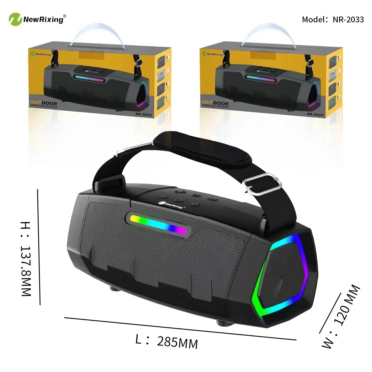 

High Power Portable Wireless Bluetooth Speaker RGB Colorful Light Subwoofer 360 Surround Stereo FM Redio Set Caixa De Som