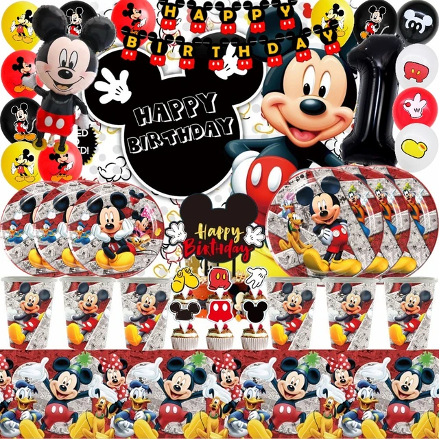 Disney Mickey Mouse Birthday Party Decoration Mickey Balloon Disposable  Tableware Backdrops Baby Shower Kids Boys Party Supplies - AliExpress