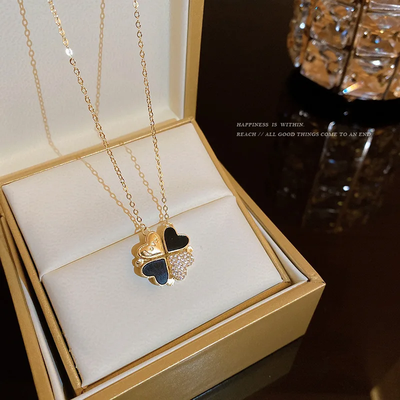 Buy Swarovski Swarovski Sparkling Dance necklace, Clover, White, Rose  gold-tone plated