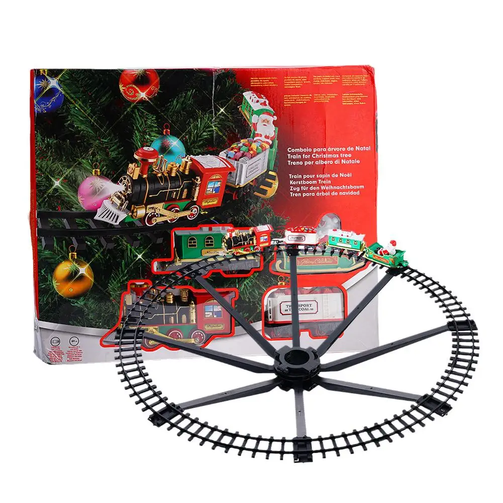 Christmas Train Set Simulation Head Electric Railway Train Rail Set Christmas Tree Decro DIY Gifts For Kids