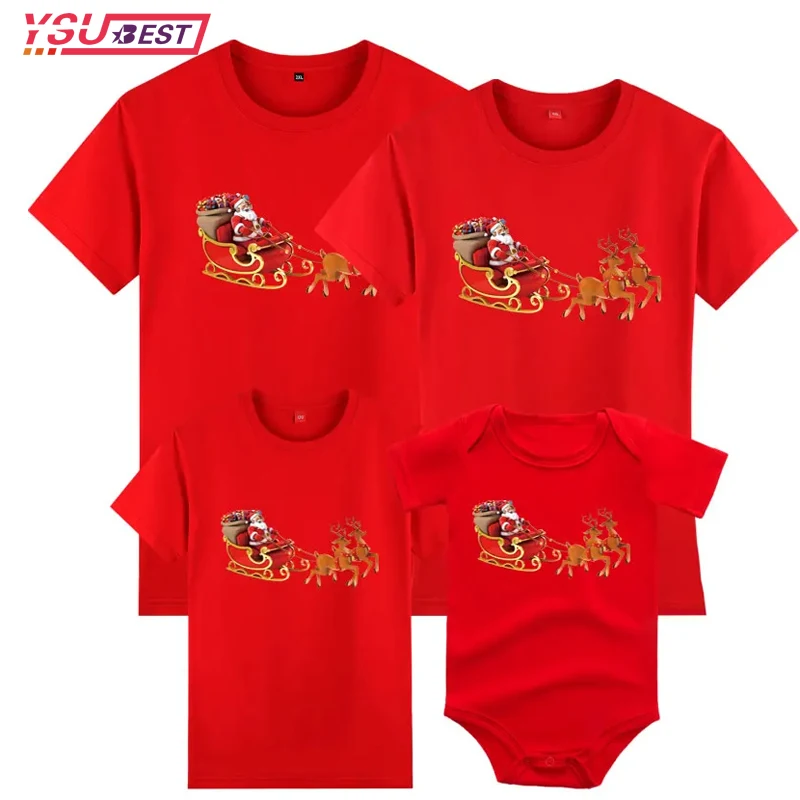 

New Christmas Father Mother Son Daughter Clothes Cotton Cartoon Print Christmas Family Matching T-shirt Women Men Kids T-shirt