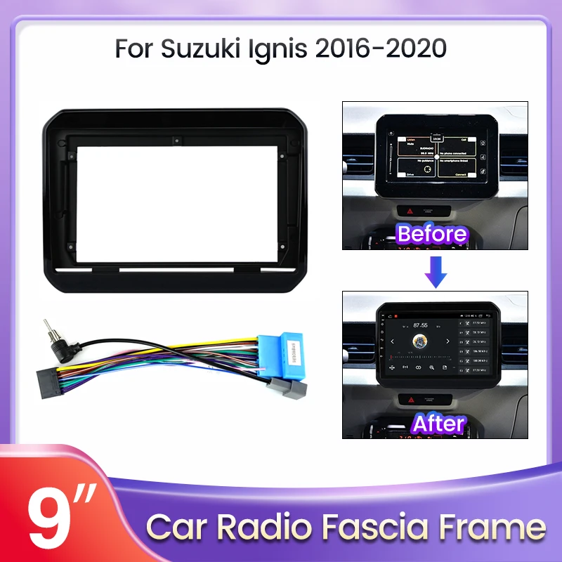 

Автомобильный GPS-навигатор, стерео для Suzuki IGNIS 2016 2017 2018 2020, рамка для панели радиоприемника, подходит для 9-дюймового экрана приборной панели
