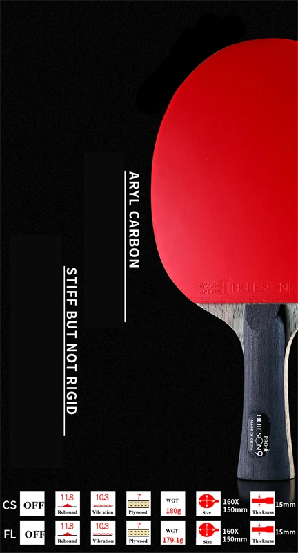 Huieson Pro 9 Star Table Tennis Racket 7Ply ALC Double Pimples-in Rubber Ping Pong Paddle FL CS Handle with Case