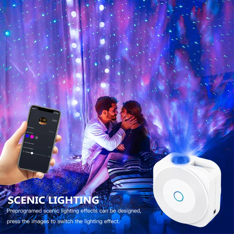 

Portable Starry Sky Projector New Night Lamp Colorful App Led Lamp Voice Speaker Control Projector For Tuya Waving Night Light