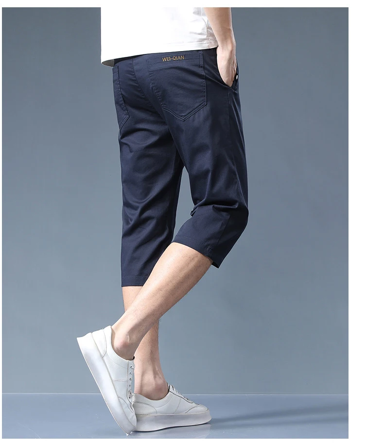 Sommer Dünne 97% Baumwolle Casual Shorts Männer Atmungsaktive Stretch Gerade Business Sieben Halbe Hosen Marke Kleidung Neue männer Shorts – Detail 9