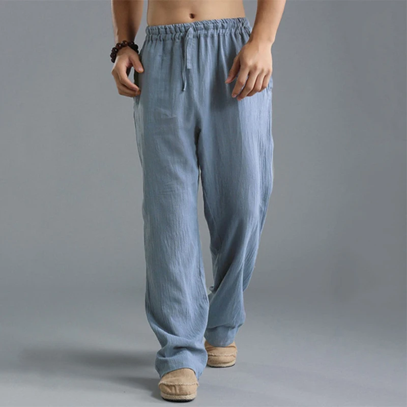 Mens Casual Pants Cotton Linen Beach Pants