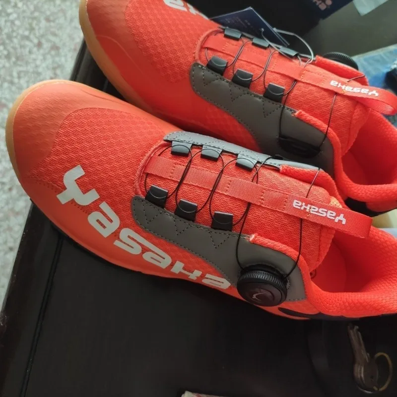 Professional Table Tennis Shoes Men Women Orange Indoor Gym Shoes Couples Wearable Sports Shoe Quick Lacing Badminton