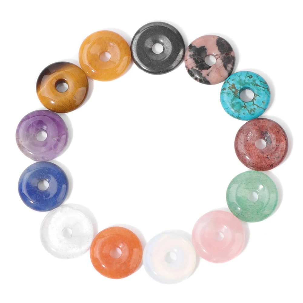 

Natural Big Hole Beads Pendant Chinese Style Peace Buckle Pendant Opal Amethysts Charm Pendant for Jewelry Making Supplies 5Pcs