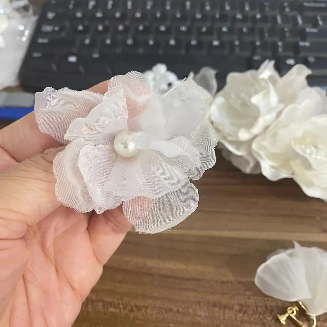 Copricapo da sposa con fiori in filato di seta, accessori per capelli da donna e ragazza, fasce per capelli da sposa - Image 6