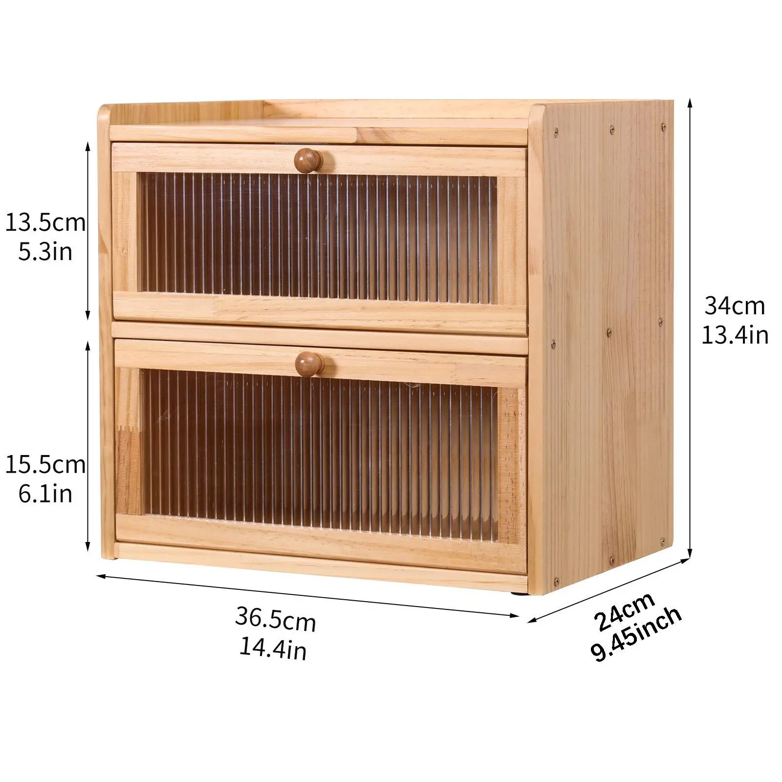Bread Box for Kitchen Countertop 2 Layer Unique Gift with Flip Lid Wooden Storage Container Bread Holder Farmhouse Breadbox