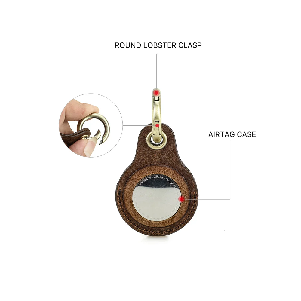 Genuine Leather Key Ring For Airtag Case Locator Tracker Anti-lost