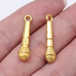 Set of 10 Colorful Zinc Alloy Microphone Charms (Gold Color)