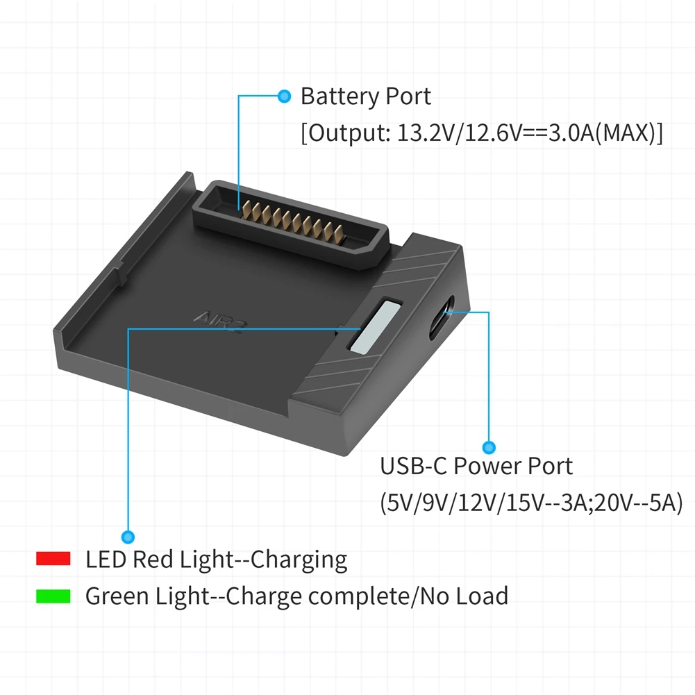 Chargeur USB pour DJI Air 2/Air 2S - Batterie Drone 12.6V/13.2V 3.0A