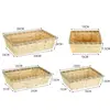 Simple Natural Color Bamboo Basket Rectangle Handmade Christmas Hamper Woven Wicker Bread Basket Home Shop Display 6