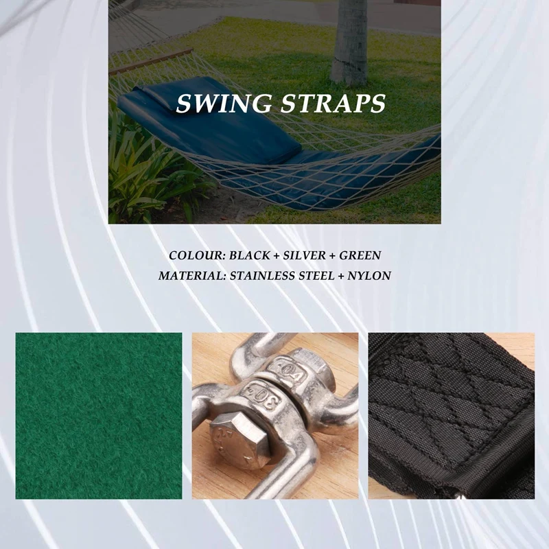 Swing Attachment Holds Attachment Swing Suspension Strap Kit With 2 Carabiners And D-Rings With 2 Tree Protection Pads 5