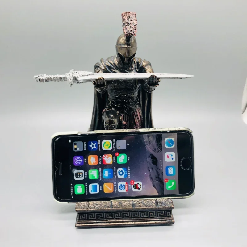 Knight Pen and Phone Holder Executive Soldier Figurine Pencil Stand Office Accessories Desk Organizer