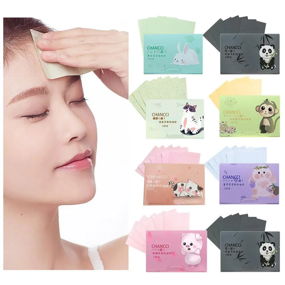 100 Portable Withdrawable Facial Oil Absorbing Paper Absorbing Oil Controls Facial Fragrance Shine Tablets