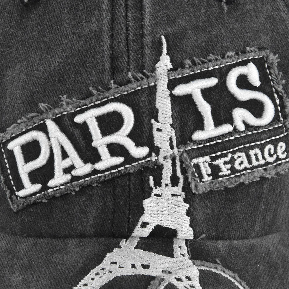 Baseball Cap Retro-style Sun hat Spring Autumn Wash water cowboy Paris French Eiffel Tower Cap Hip Hop Fitted baseball cap sun hat