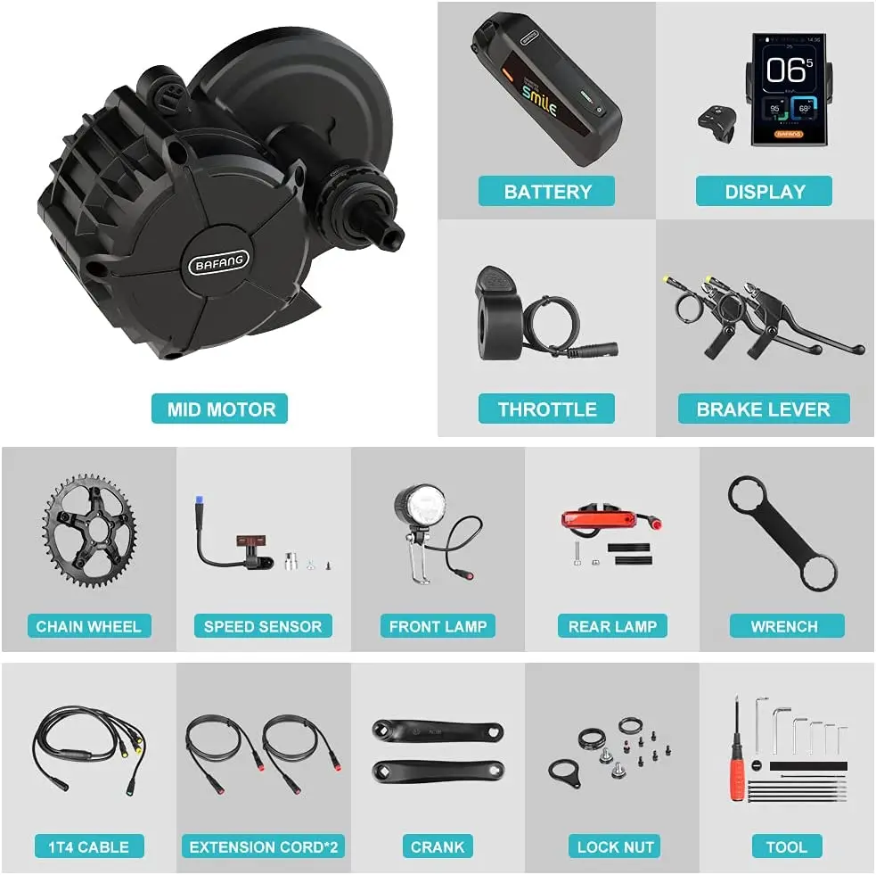 Kit Bafang 1000w Bafang 750W 48V BBS02B Mid Drive Motor Kit Motore
