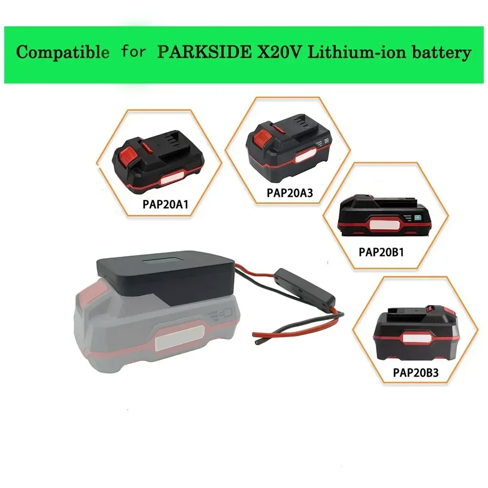 Adattatore Per Batteria Parkside X 20V Con Cavo E Fusibile, Per Collegare Dispositivi Fai-da-te