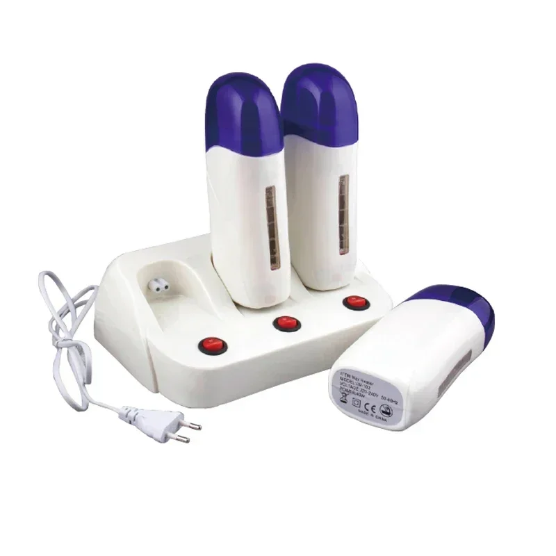 3pcs in 1 Depilatory Roll On Wax Heater Warmer with Base Refillable Wax Cartridge Hair Removal Wax-melt Machine Skin Care Tool 2