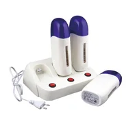 3pcs in 1 Depilatory Roll On Wax Heater Warmer with Base Refillable Wax Cartridge Hair Removal Wax-melt Machine Skin Care Tool 2