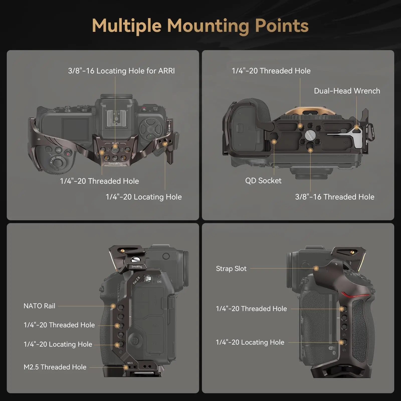 SmallRig 니콘 Z 8 용 나이트 이글 케이지, 분리형 콜드 슈 아르카 스위스 퀵릴리즈 플레이트, DJI RS 4316 용, 새로운 디자인