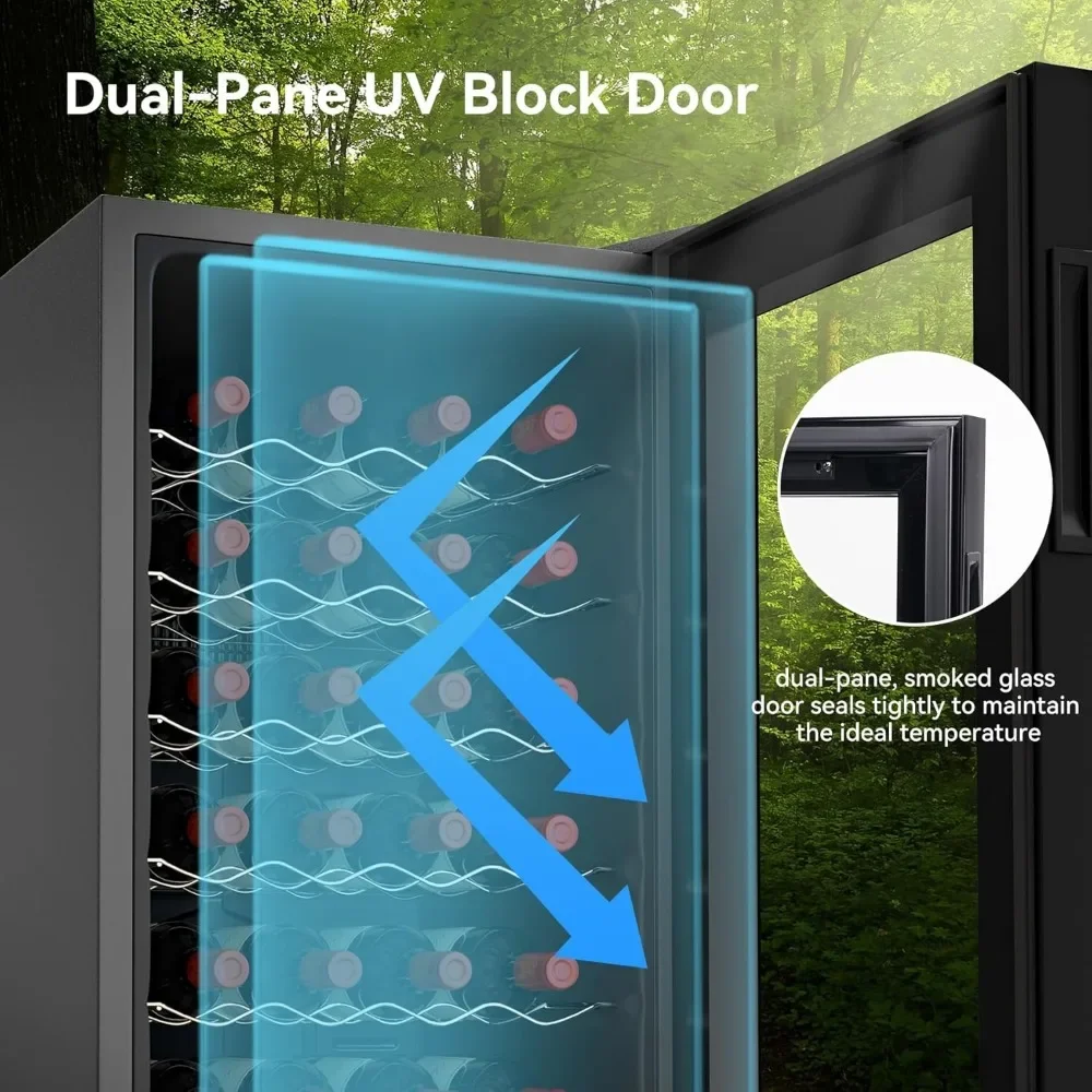 Refrigerator with Interior LED Light, 2.75Cu.Ft./78L Thermoelectric Free Standing 32 Bottle Wine Cooler Refrigerator
