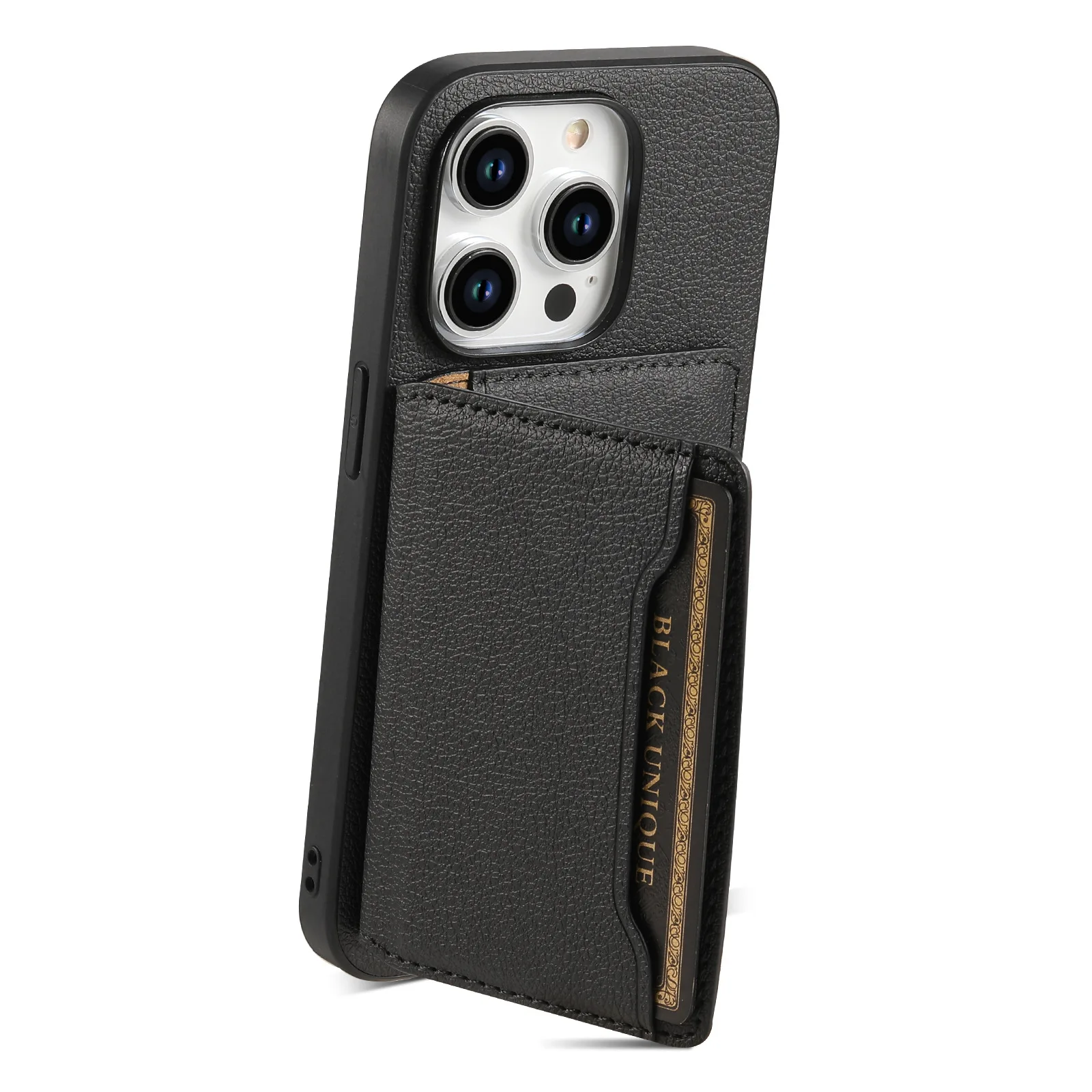 Leather Look Phone Case With Card Slot Holder For IPhone 11, 12, 13, 14, 15, 16 Pro Max - Thin Fit Leather Look Phone Case With Card Slot Holder For IPhone 11, 12, 13, 14, 15, 16 Pro Max - Thin Fit