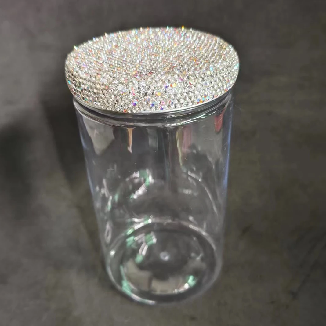 Storage jar Sparkling Empty Jars Lid Rhinestone Cover Sealed Empty Bottle Food Storage Bottle Plastic Container Beans Dry Herb Jar