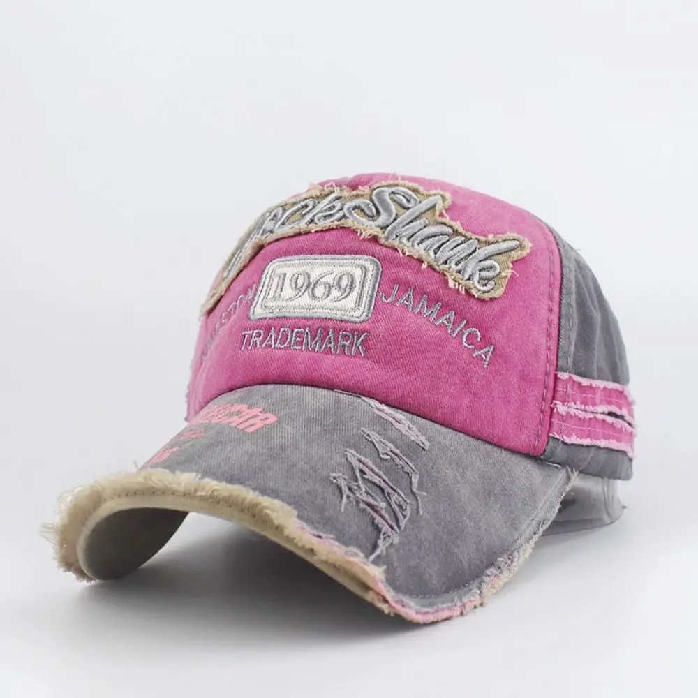 Fashion Washed Denim Letters Baseball Cap 1969 Letter Patchwork Snapback Hat Adjustable Dad Cap Hip Hop Hats Summer Autumn