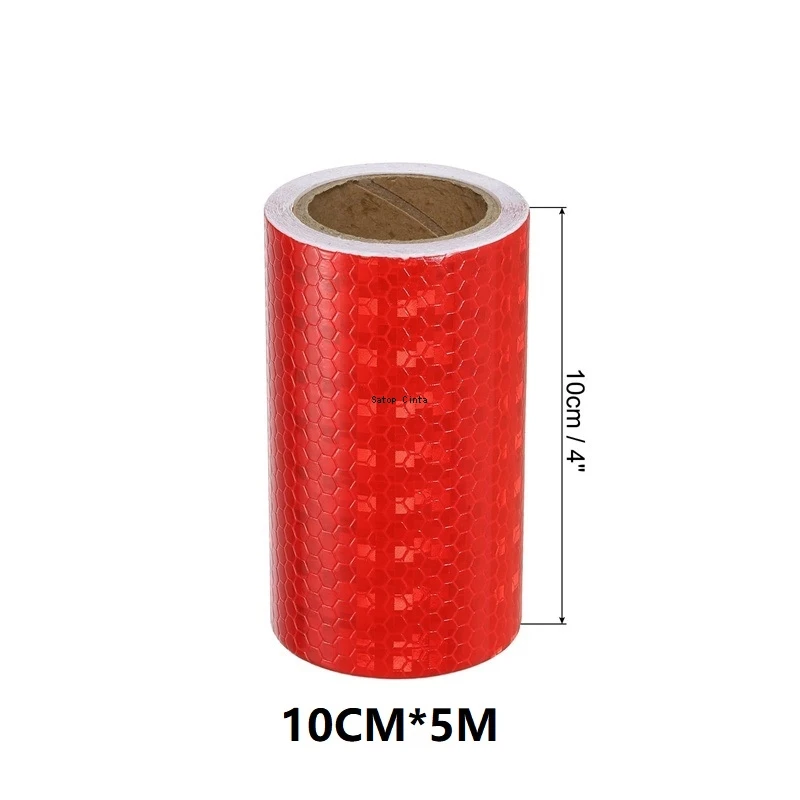 Red Shining Stars Reflective Safety Tape - Waterproof Adhesive Warning Strip