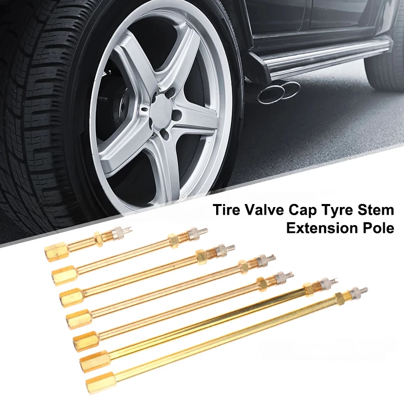 1Pc Car Auto Truck Brass Wheel Tire Valve Cap Tyre Stem Extension Pole Extender Steamboat Inflation Valve Stems Auto Accessory