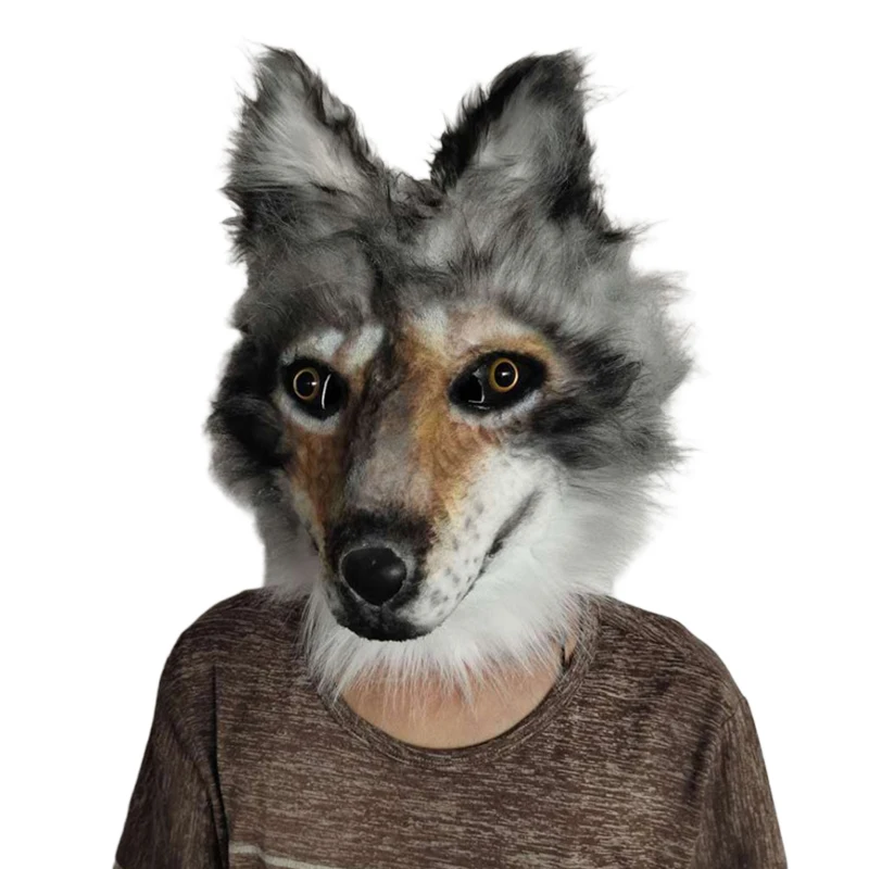 thumbnail image 2 of White Wolf Head Latex Mask Halloween Werewolf Costumes Latex Hood Cosplay Mask C 2 of 11