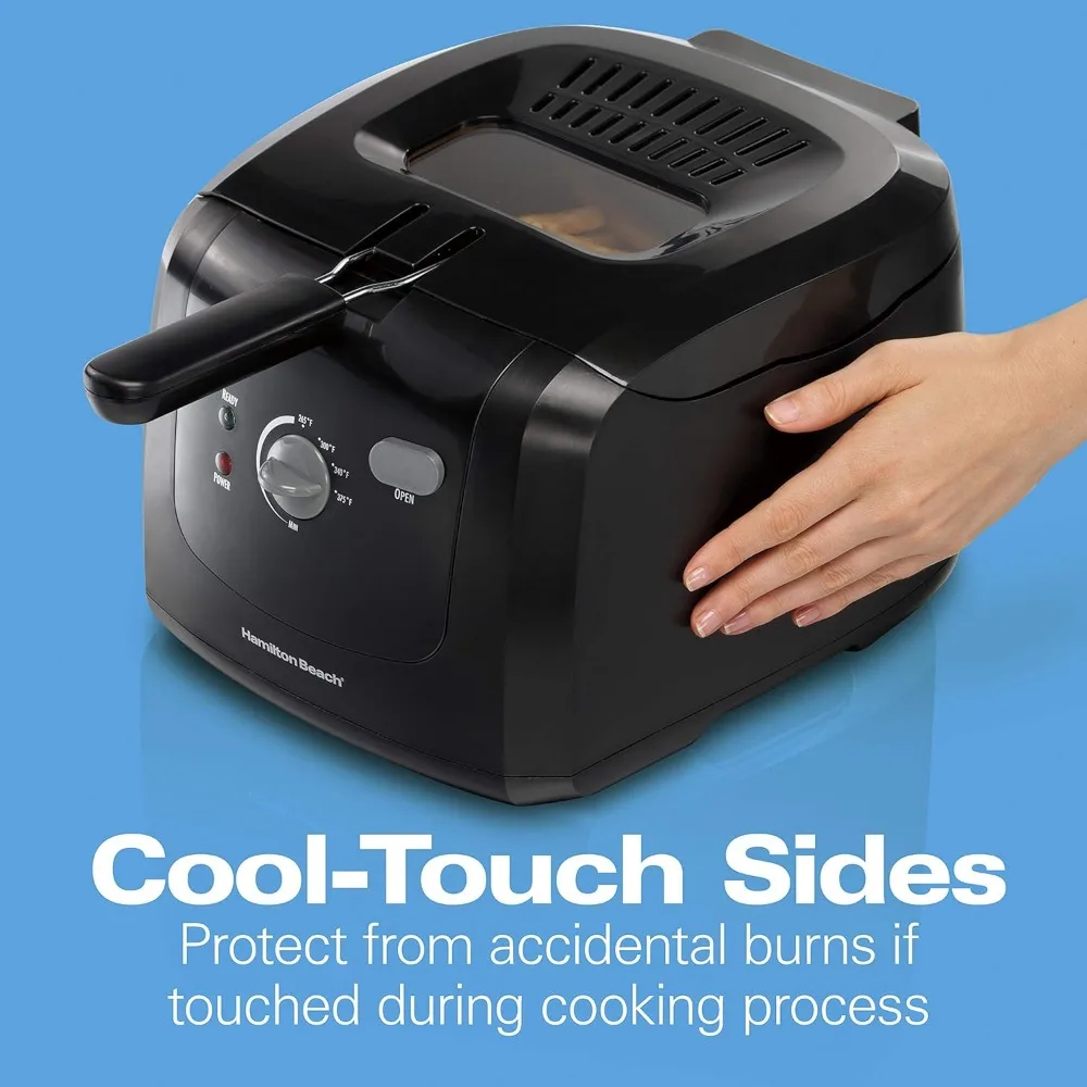 Electric Deep Fryer, Cool Touch Sides Easy to Clean Nonstick Basket, 8 Cups / 2 Liters Oil Capacity, Black,Cool-touch sides 2