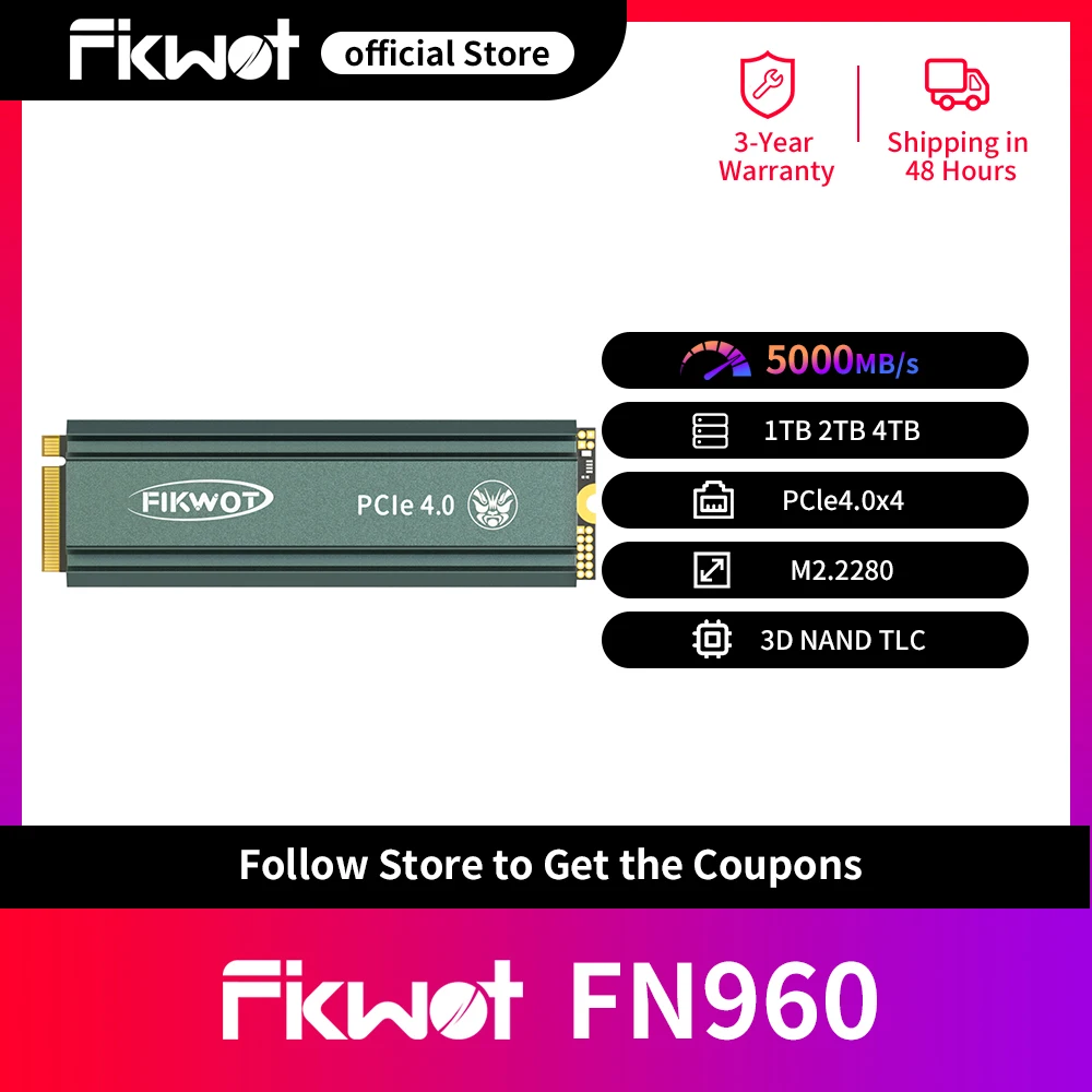 内蔵型SSD FIKWOT FN960 2TB SSD PCIe 4.0 M.2 NVMe Fikwot FN960 M.2 2280 SSD PCIe Gen4 x4