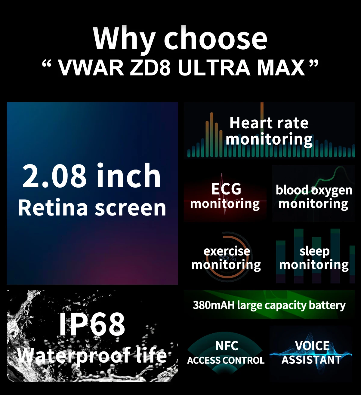 VWAR Z8 Ʈ ƽ 49mm Ʈ ġ ø 8 1:1 ̽   Smartwatch   ȭ ECG IP68  2022