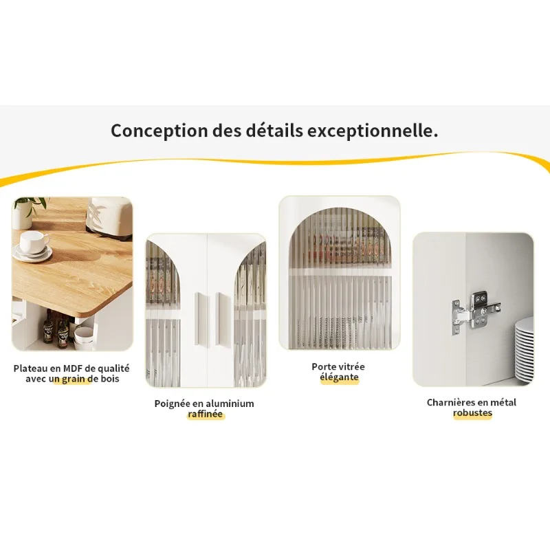 LOCAL Kücheninsel, Modernes Kücheninsel-Design, Küchenschrank, Abnehmbarer Servierwagen Buffetschrank, Speisewagen mit Holzmaserung – Detail 3
