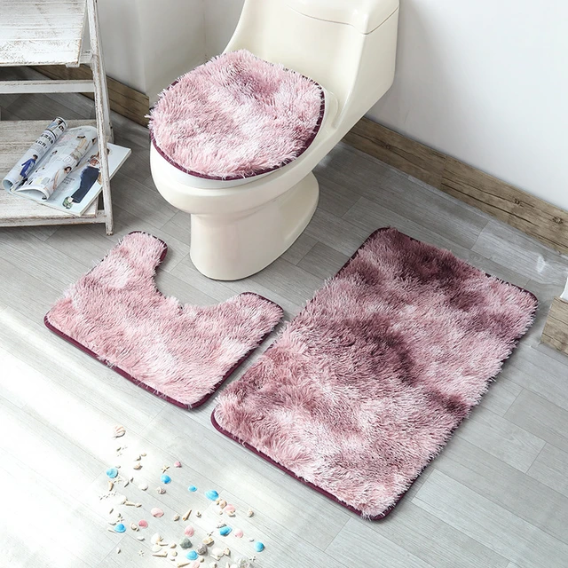 3Pcs Soft Bathroom Mat Set Contour Rug Memory Foam Non-slip Fast