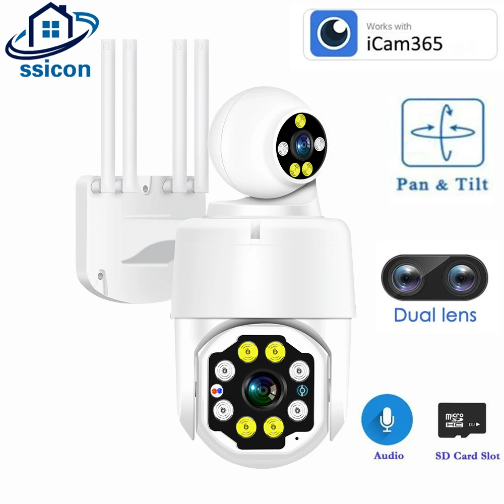 ICAM365 Dual Lens Outdoor WIFI Camera Speed Dome CCTV Auto Tracking Waterproof Security Protection IP Camera 3MP