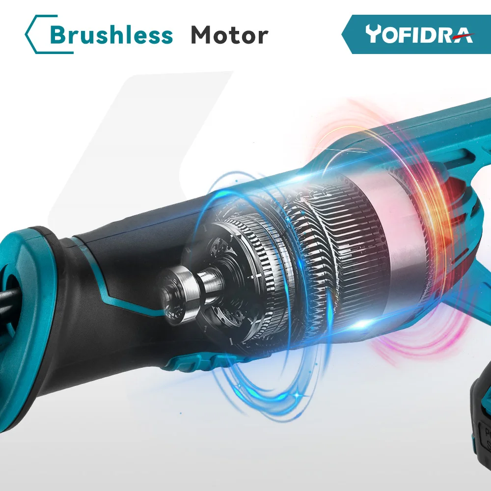 Electric Saw YOFIDRA 3000W Brushless Reciprocating Saw 4 Blades for 21V 18V Battery