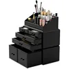 Makeup Organizer 3 Pieces Cosmetic Storage Case with 6 Drawers (Black) 1