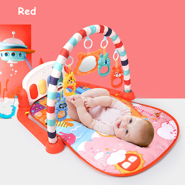 Activity Gym Play Mat With Piano Keyboard Lullaby Infant Fitness Frame Toys Crawling Activity Rug 0-18 Months