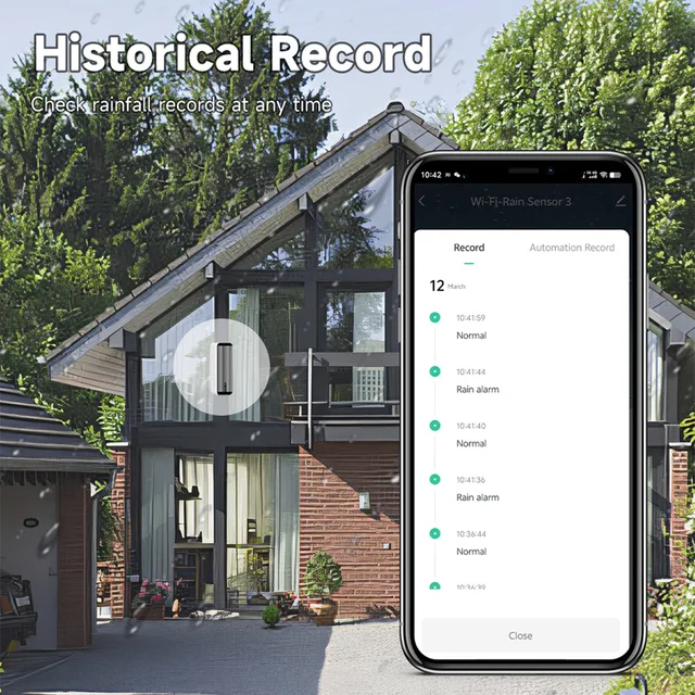 iHseno Tuya Smart Wifi Rain Sensor Smart Life APP Remote Control 2in1 Rainwater flood Detector for House Outdoor 4