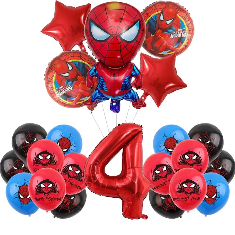 thumbnail image 1 of Decoración de cumpleaños de Spiderman Globos para niños Vajilla de Spiderman rojo Mantel Fondo Vasos de papel Platos Suministros para fiesta de bebé, 1 of 4