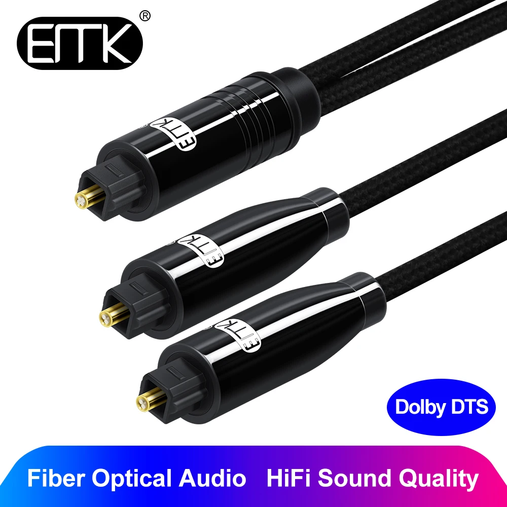 Cavo Audio Ottico Emk Cavo Spdif A 2 Vie Adattatore Splitter Toslink 1 In 2 Out Cavo Splitter Ottico Da Smart Tv A Soundbar