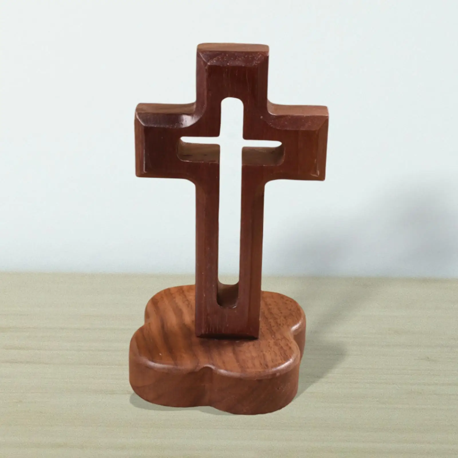 Wooden Cross Statue Handmade Decoration Ornament Sacred Sculpture Peaceful DIY